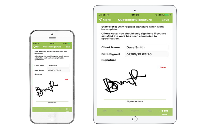 Trades Pro Work Customer Signatures